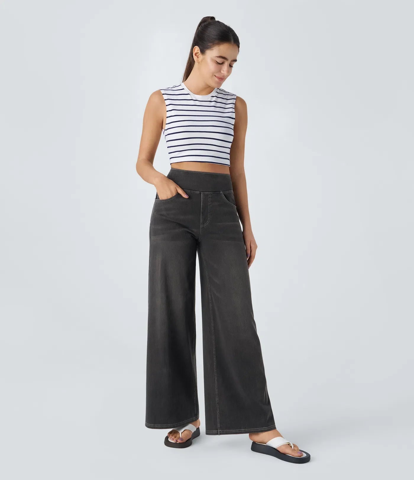 Evana | Elastische Broek Met Hoge Taille
