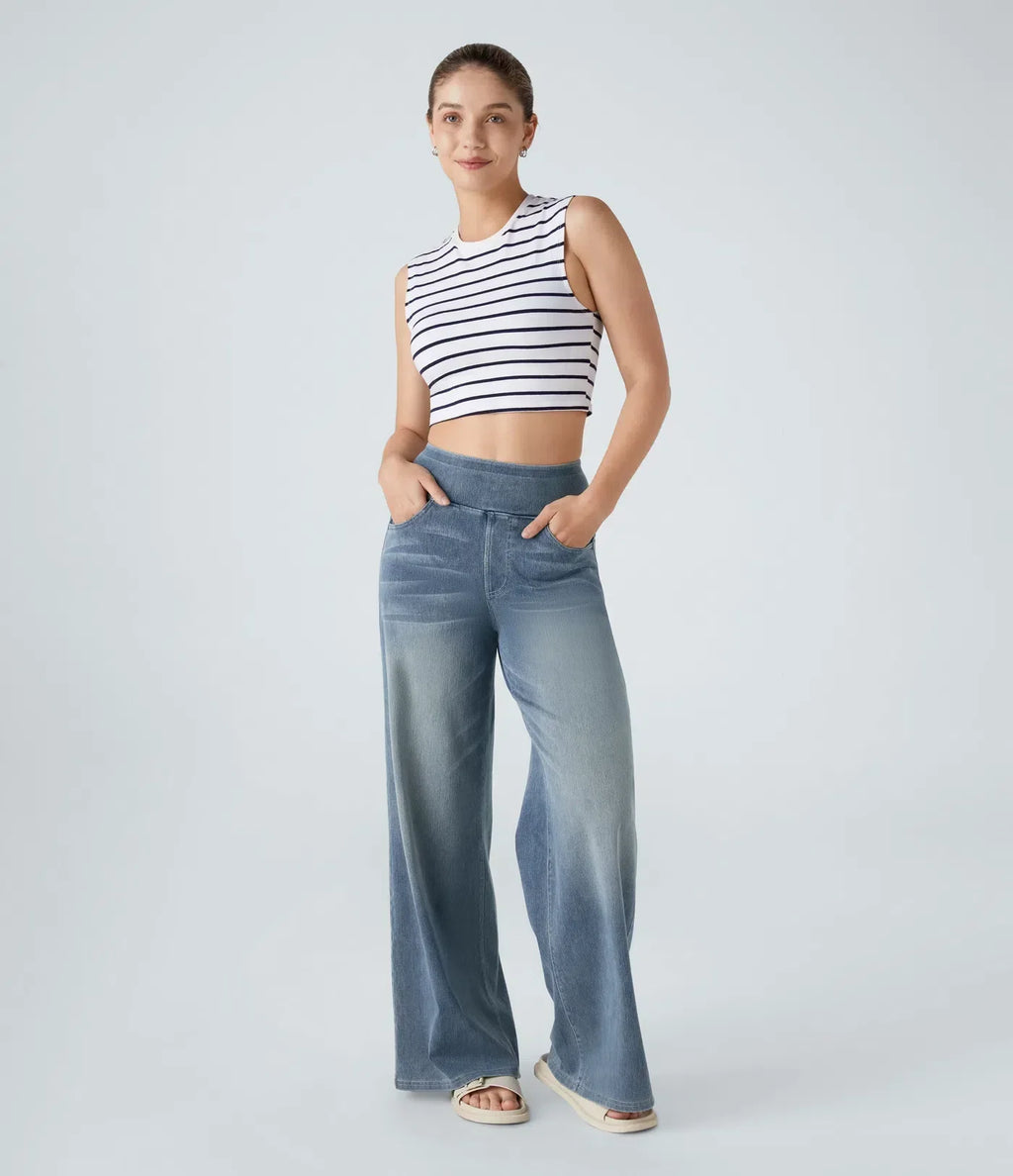 Evana | Elastische Broek Met Hoge Taille